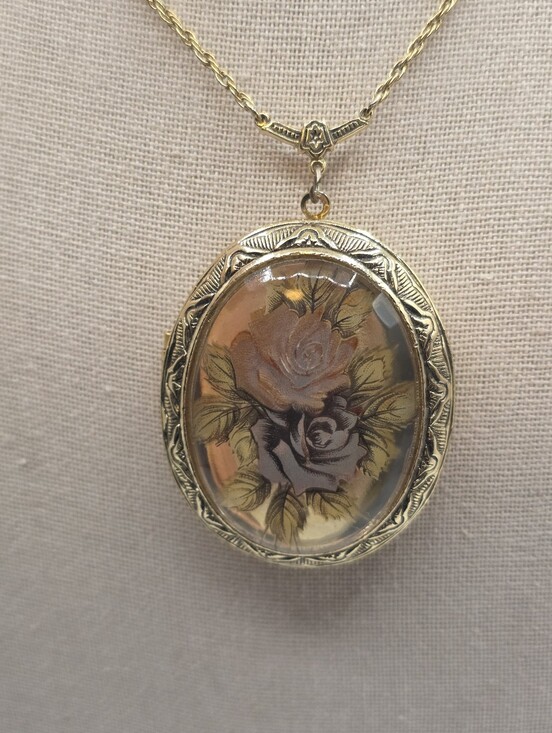 1928 Jewelry - 1928 Floral Locket Gold Tone Long Chain